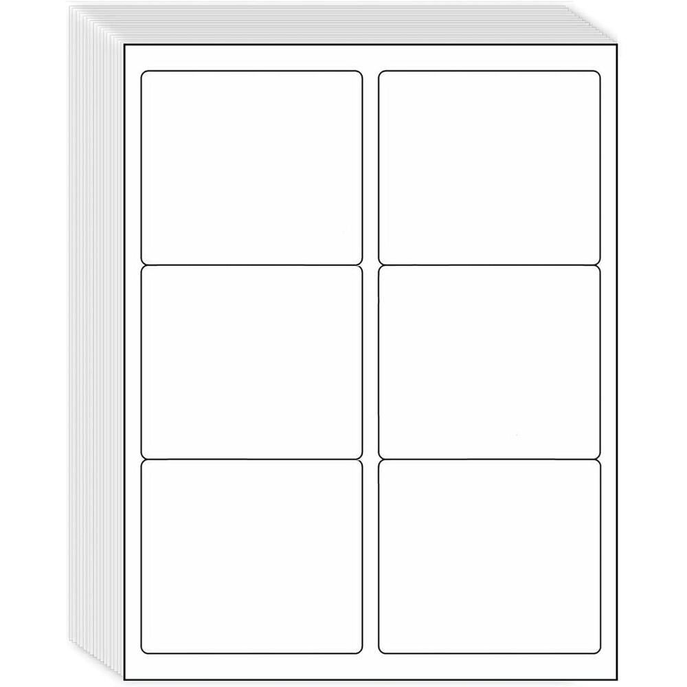 NEW 600/6 per page Label Stickers- 3-1/3" x 4" Shipping Address Label- White